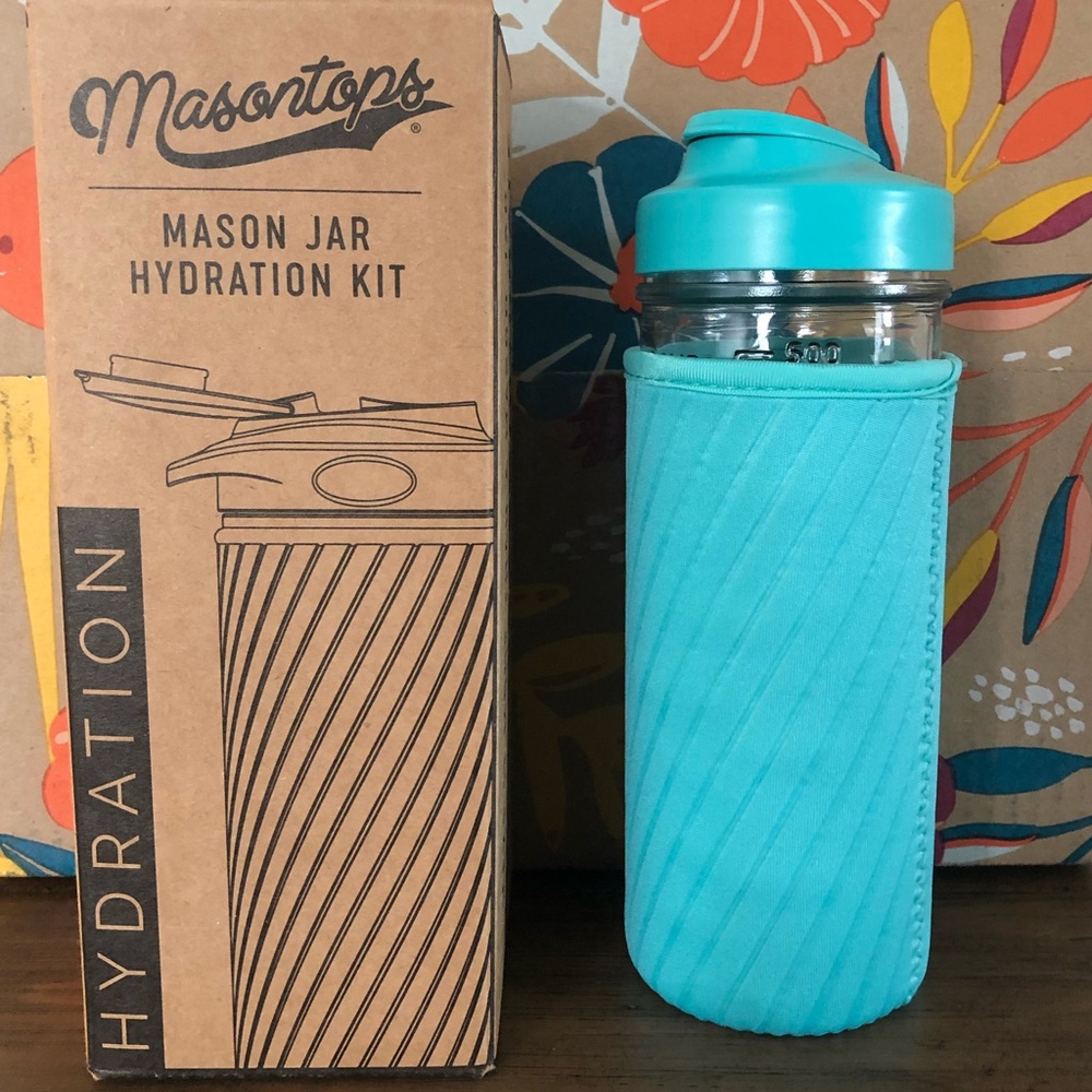 Masontops® Glass Water Bottle Neoprene Turquoise